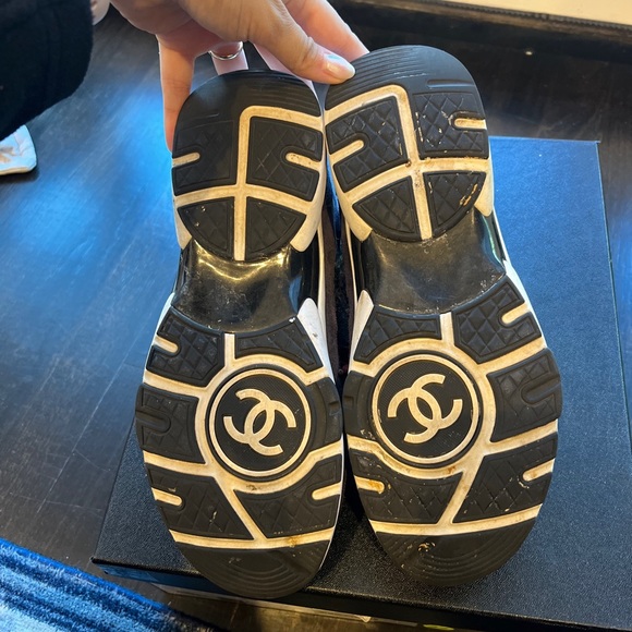 Chanel authentic tweed sneakers navy red grey - Picture 6 of 12